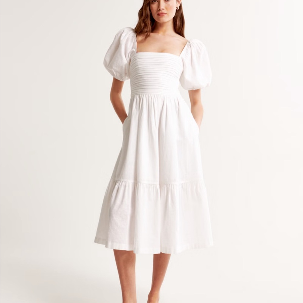 Abercrombie White Puff Sleeve Dress